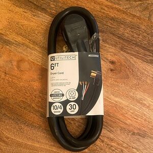 Utilitech 6-ft 30 AMP 4 Prong Black Dryer Appliance Power Cord